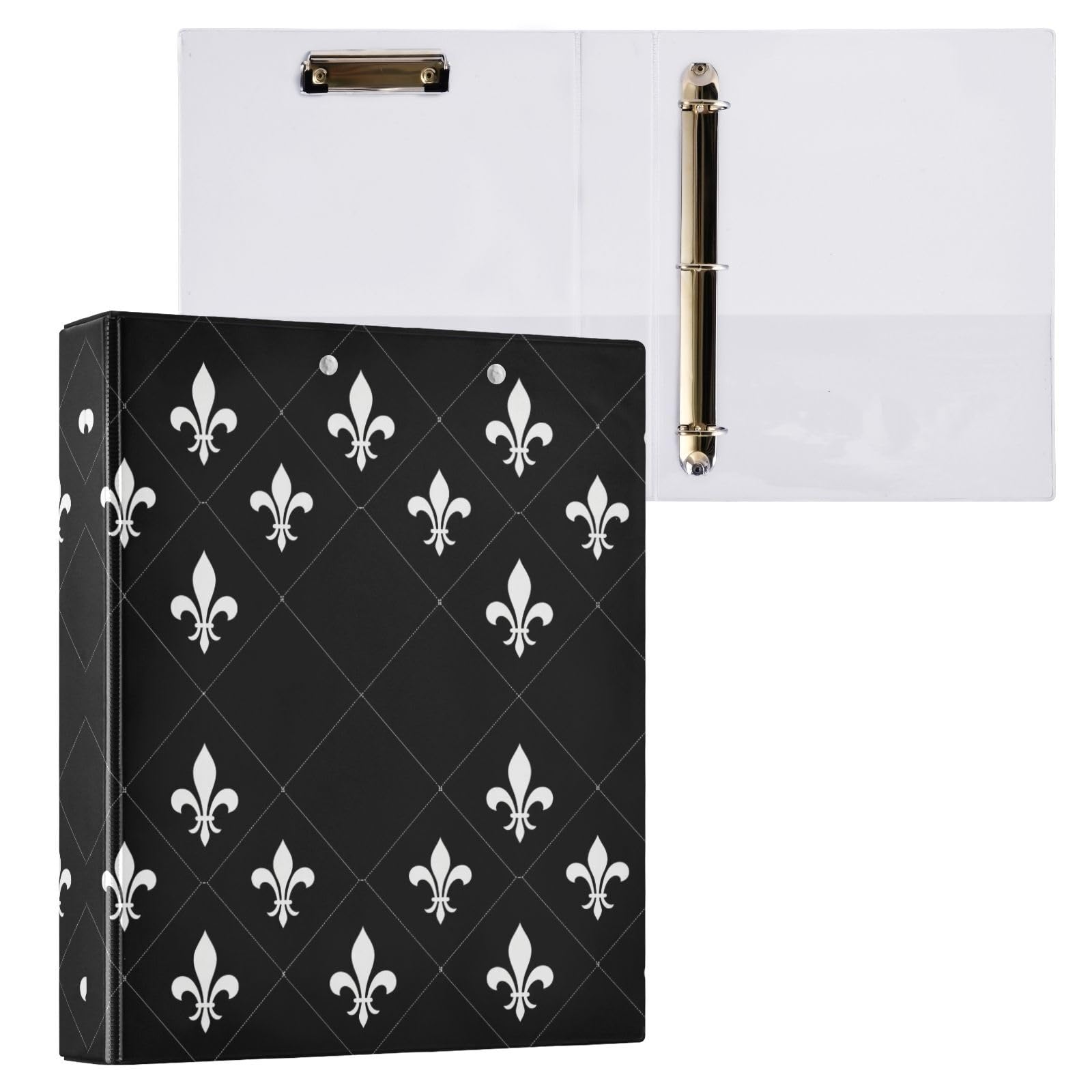 Raccoglitore a 3 anelli, bianco e nero, flessibile, confezione da 2