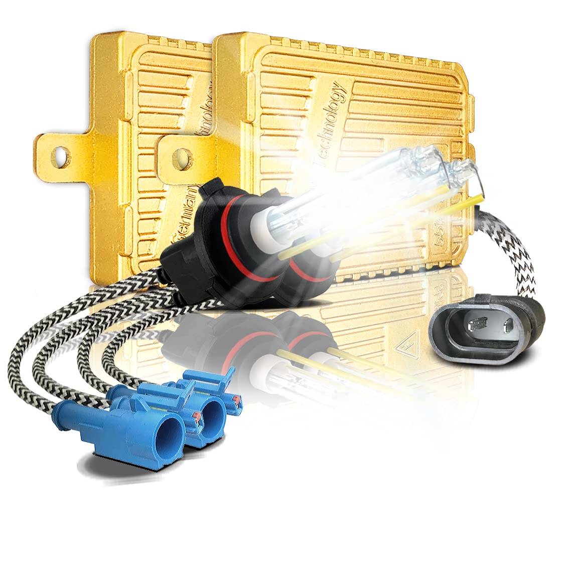 55W Heavy Duty Fast Bright H8 H9 H11 H16 6000K AC Digital HID Xenon Conversion Kit for 12V NON-CANBUS Vehicles Headlights Fog-lights (Daylight White)