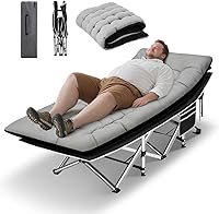 Vista 11 de HABUTWAY Catre de campamento, catre portátil para adultos, catre para dormir de 28 pulgadas de ancho, carga máxima de 600 libras con colchón grueso