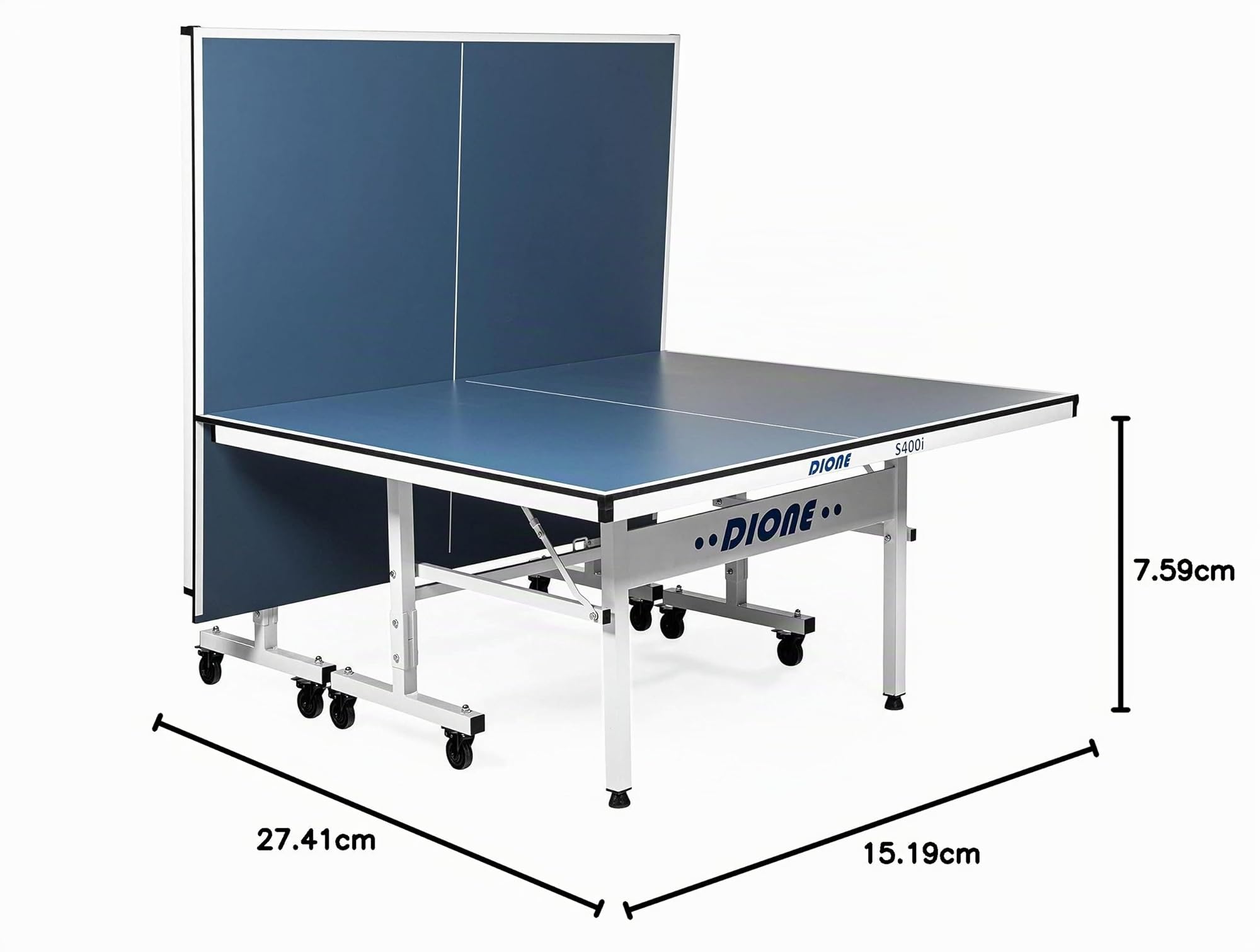 Dione Tischtennisplatte School Sport 400 kompakt Indoor Blau TT-Platte rollbarer und klappbar Tischtennistisch - 10 Minuten Installation - 70KG