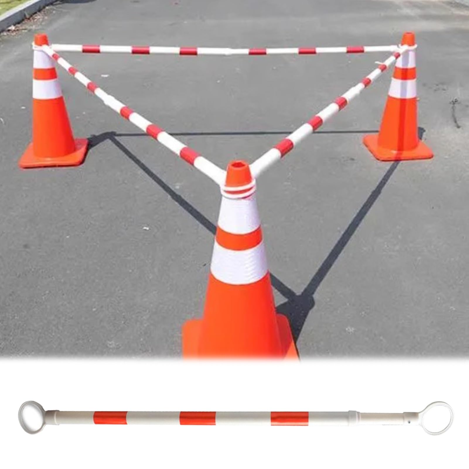 Conos y Postes retráctiles de Seguridad Vial - Rojo - para Obras Viales en estacionamientos y Control de Acceso público; los Postes no Incluyen Conos (1 Pieza).