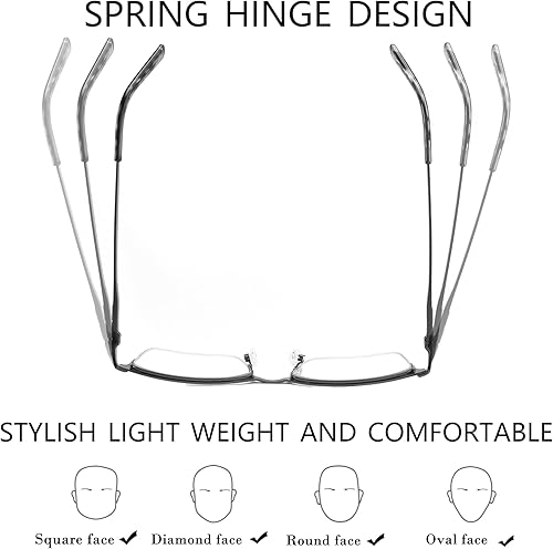 Miniatura 5 de CRGATV Paquete de 3 lentes de lectura para hombre, bloqueo de luz azul, lentes de metal medio ancho, lentes semi sin montura