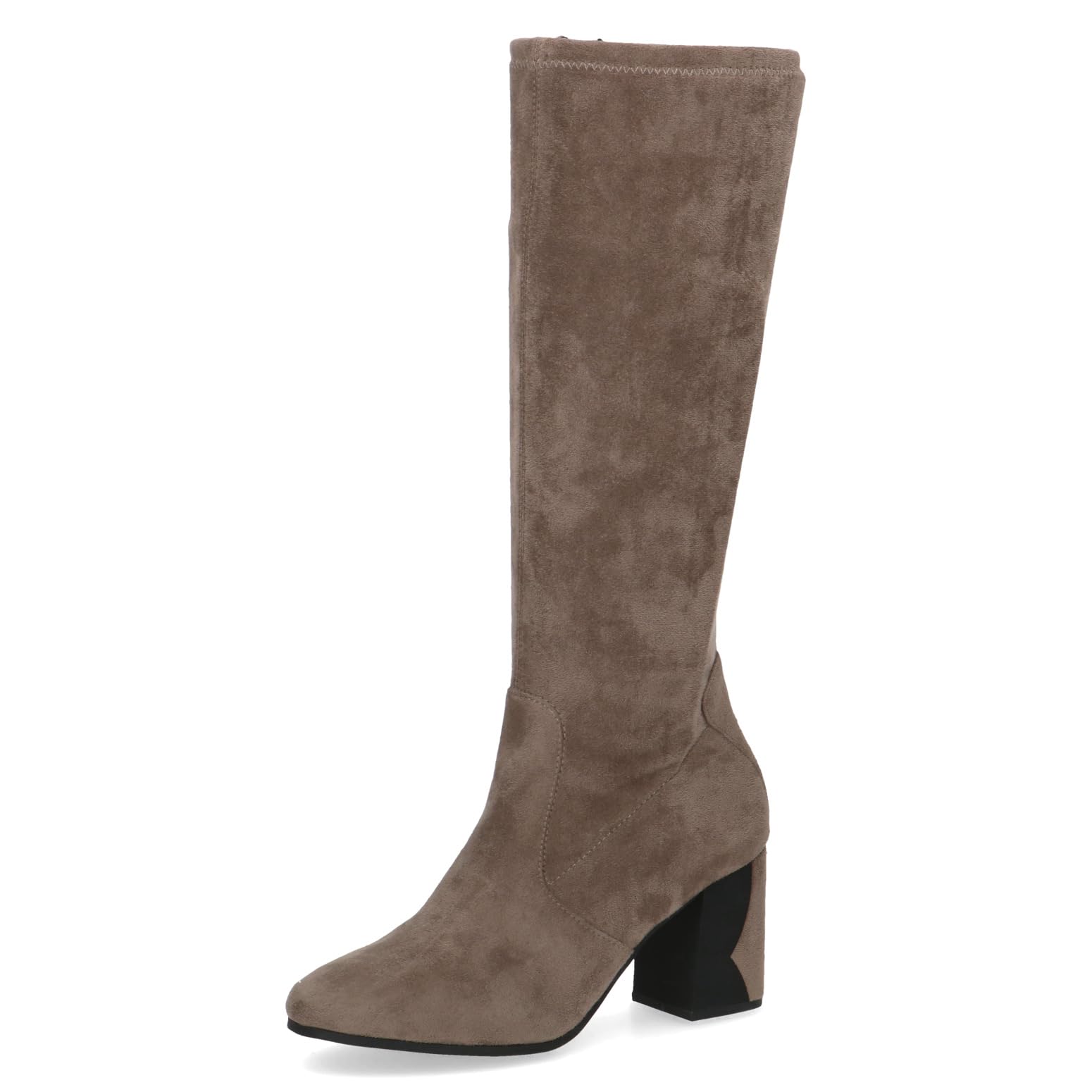 Caprice Women's high boots with heel Memotion knee-high Block heel Width G, Brown (Taupe Stretch), 3.5 UK