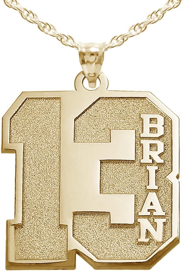 PicturesOnGold.com Personalized Number Pendant with Name - Includes 18 inch Box Chain