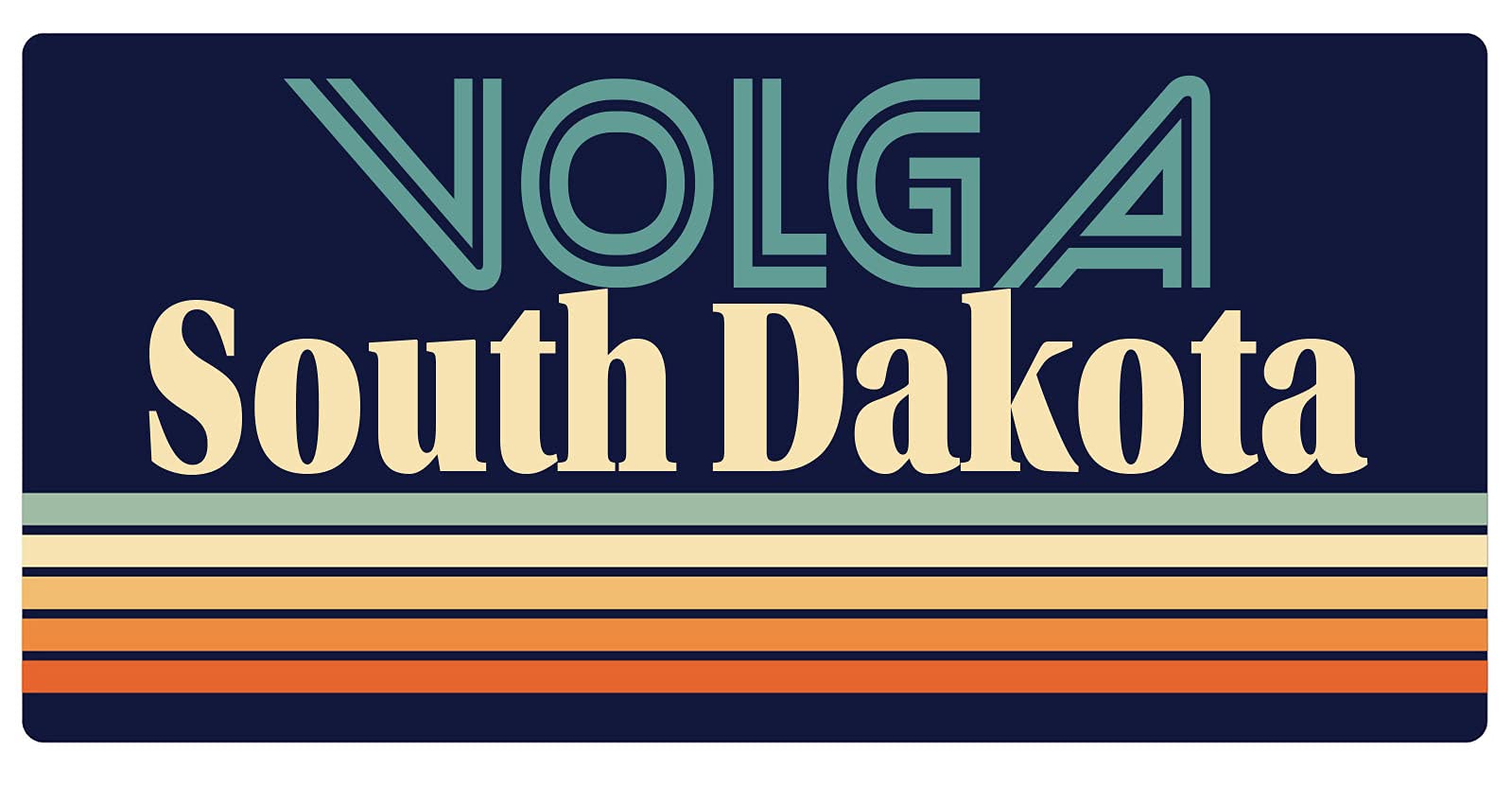 Volga South Dakota 2.5 x 1.25-Inch Vinyl Decal Sticker Retro Design