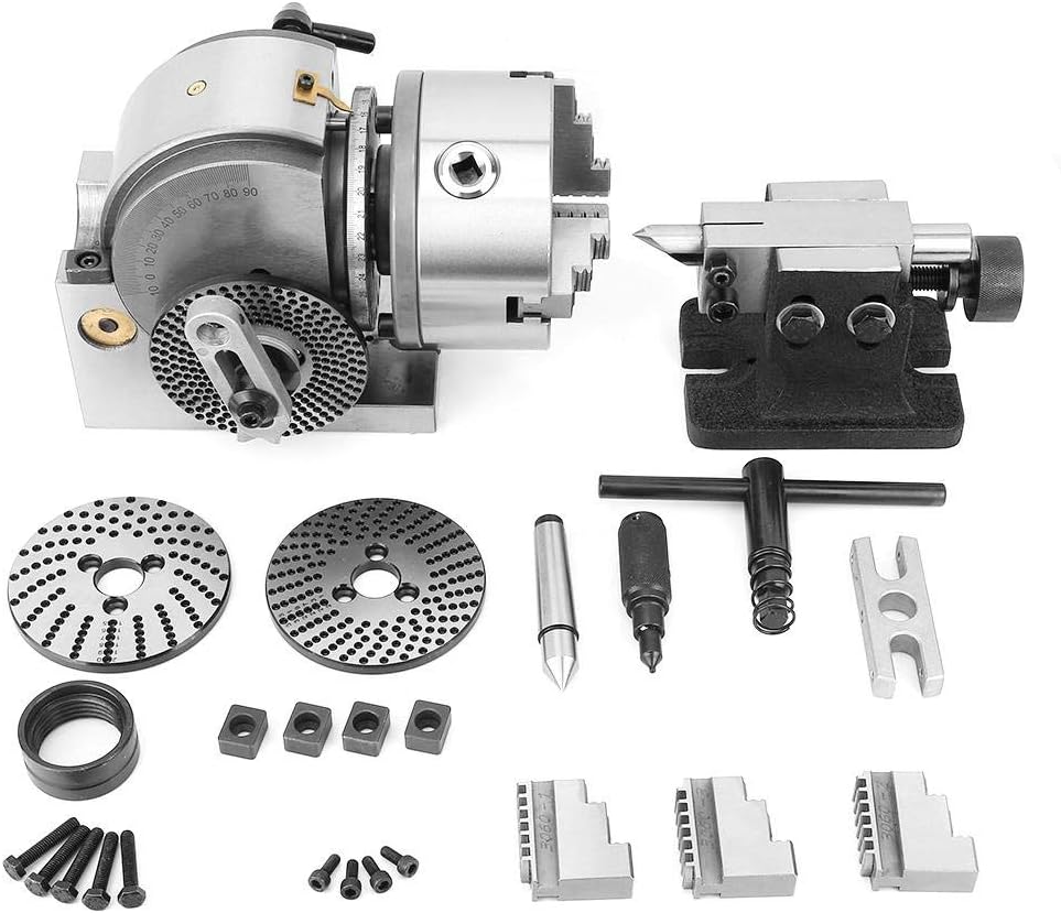 Dividing Head, BS-0 Dividing Head 3Jaw 5" Chuck + Tailstock + Dividing Plate CNC Mill