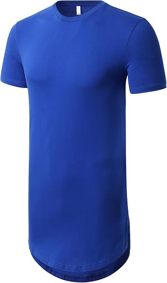 JD Apparel Mens Basic Hipster Hip Hop Elong Longline Crewneck T-Shirt