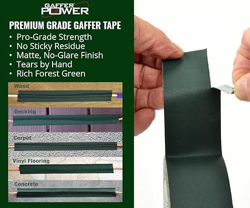 Miniatura 9 de Real cinta americana profesional Gaffer Power, fabricado en Estados Unidos, color azul fluorescente, cinta americana para trabajos pesados,