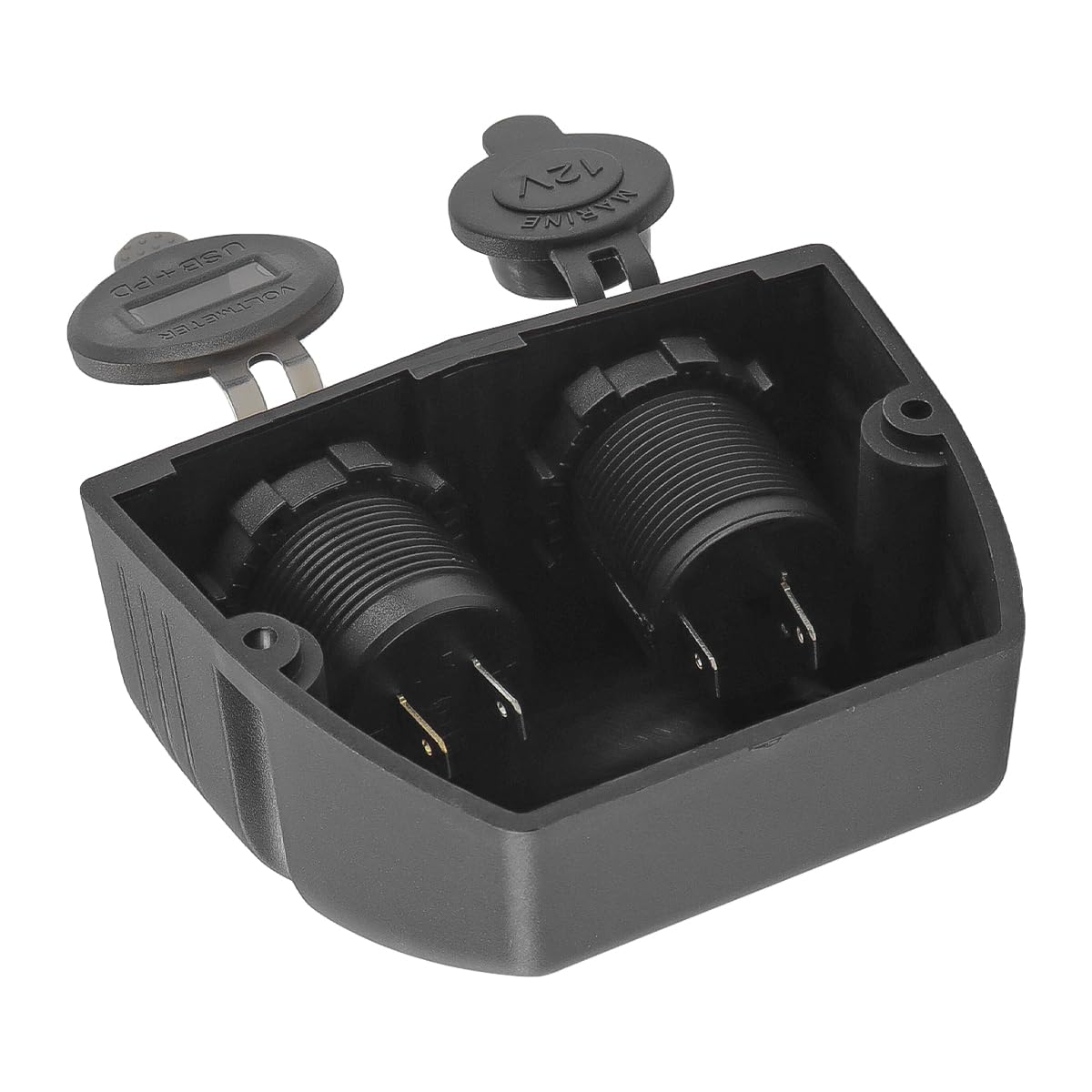 Alide Pannello tipo tenda 3 in 1, presa di ricarica PD+QC3.0+presa accendisigari 12V/24V, pannello presa USB per auto, barca, moto, camion, roulotte