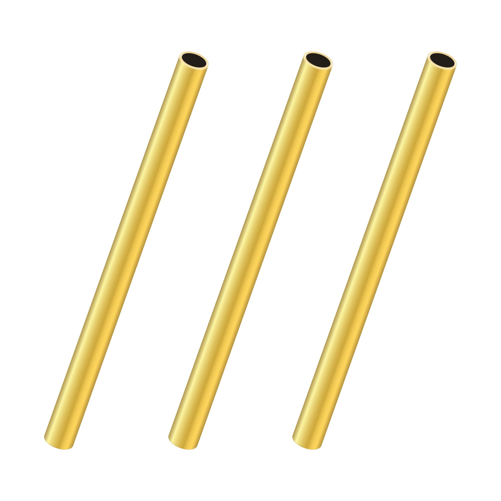 Lavmhab Gold Round Brass Tube 6Mm Od X 0.5Mm Wall Thickness X 200Mm Length, Seamless Round Brass Pipes Tubing For Diy Craft (3 Pcs)
