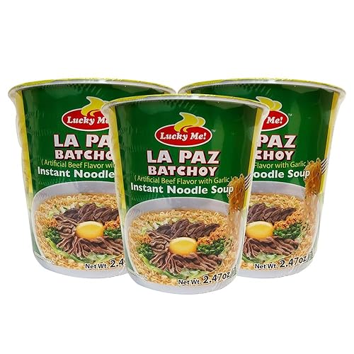 Lucky Me! Taza de sopa de fideos, 2.47 oz, paquete de 3 (La Paz Batchoy)