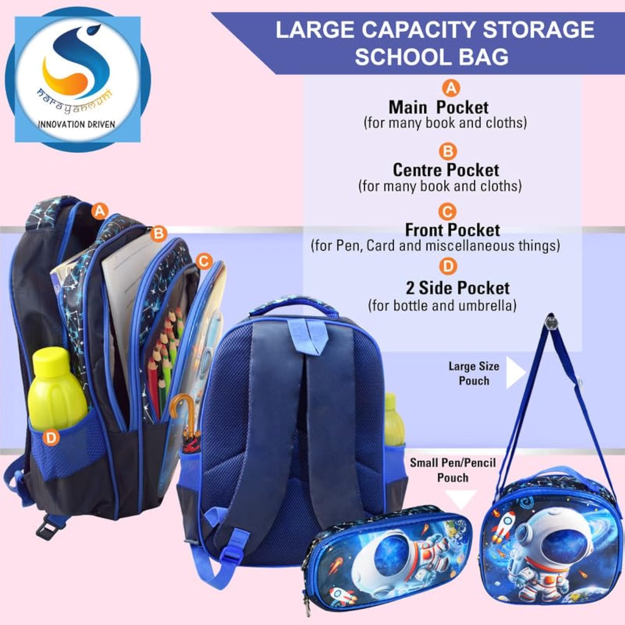 Space School Backpack with Honeycomb Design