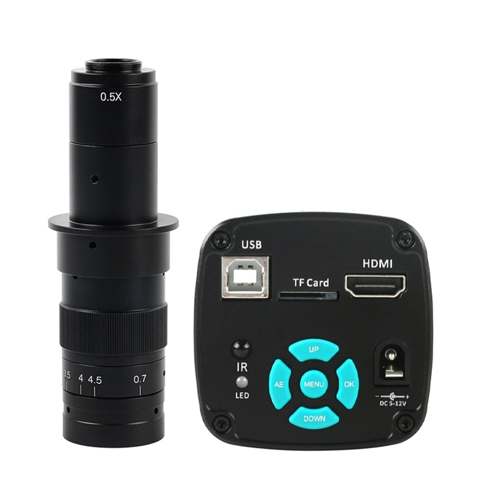 Videocamera for microscopio Industriale 1080P 2K 4K 48MP + Obiettivo con Attacco C 180X 300X 200X 500X 100X 130X(200x Lens with Light)