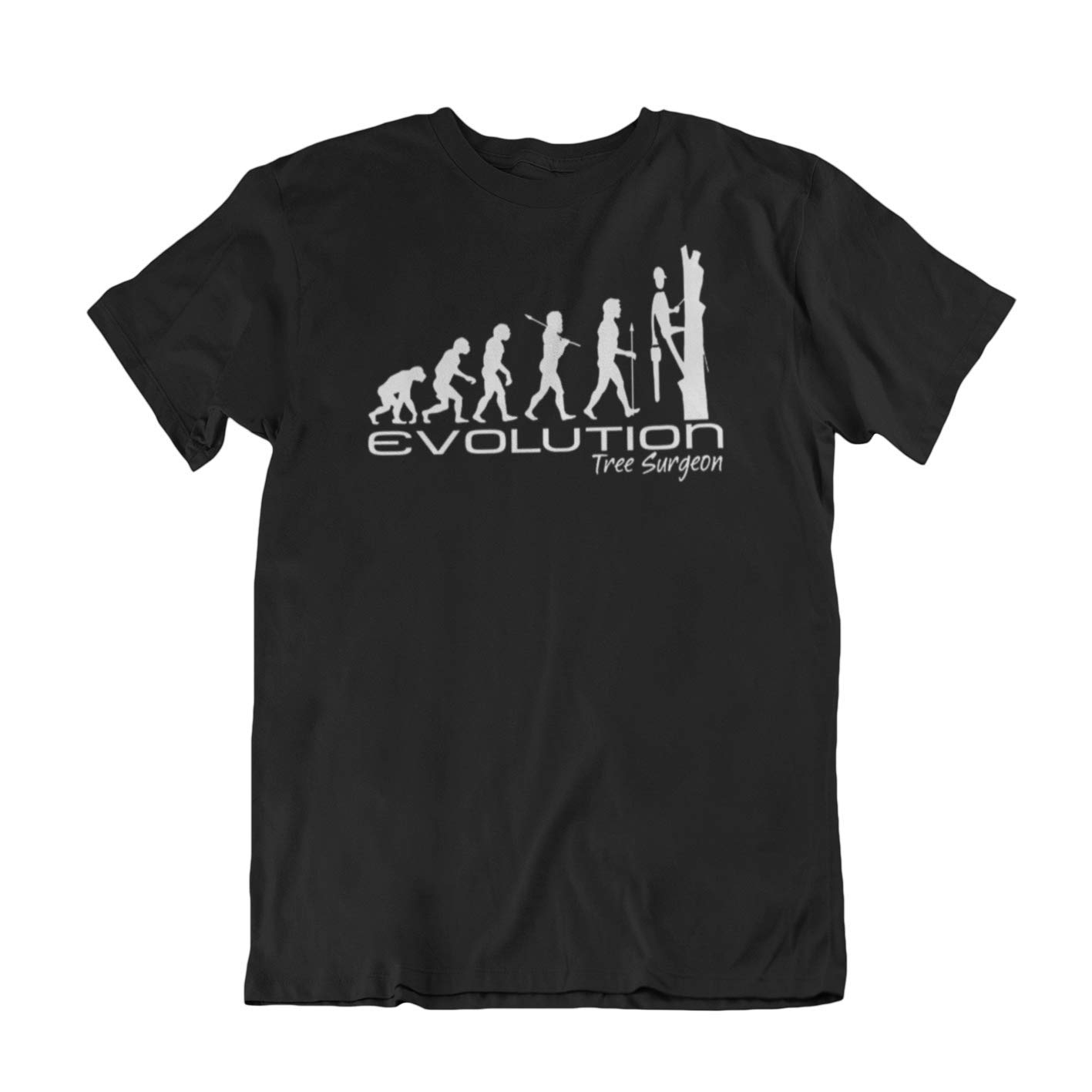 Jonny Cotton Men's Black Evolution Of A Tree Surgeon - Occupation Novelty T-Shirt (Medium, )
