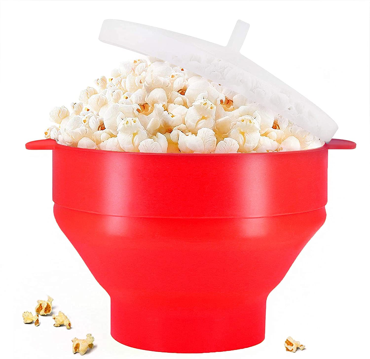 Popcorn Maker, Silicone Microwave Popcorn Popper with Lid for Home Microwave Popcorn Makers with Handles Collapsible Popcorn Bowl