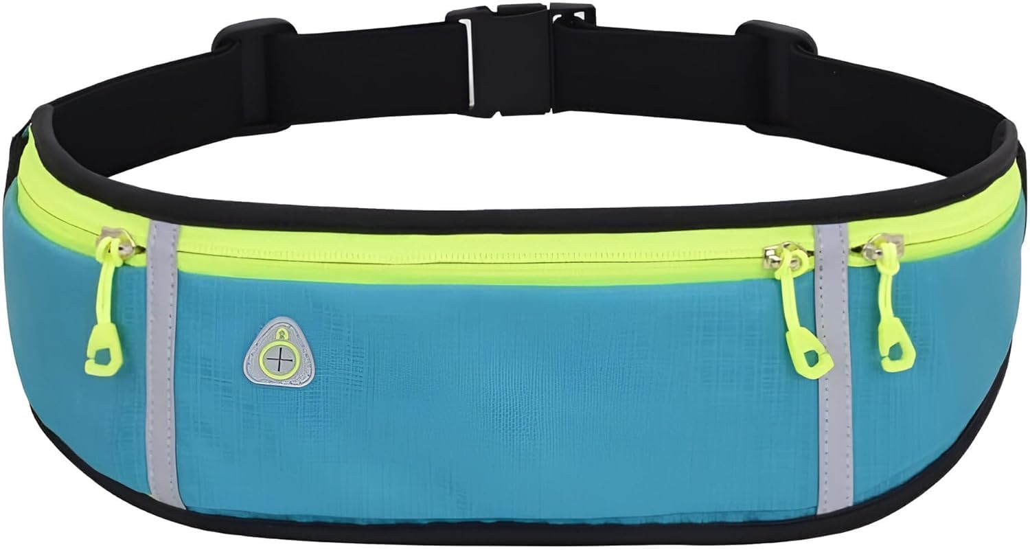 Slim Running Belt, Workout Fanny Pack for Men Women,Exercise Waist Pack for Apple iPhone Holder, Runner Belt for Running Walking Cycling Camping Gym Mint Blue-image-3