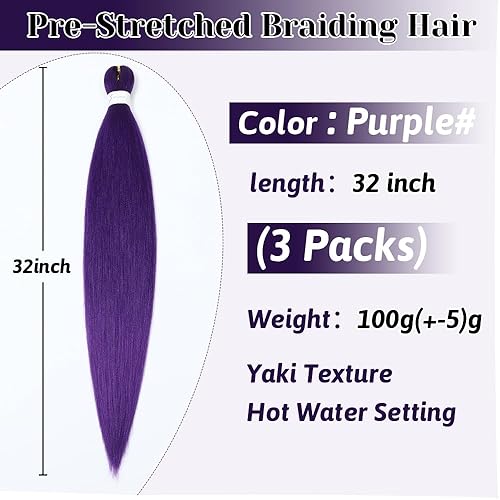 Vista 209 de Brown Braiding Hair 26 Inch Pre stretched Braiding Hair Extensions Yaki Braids Hair Hot Water Setting Synthetic Hair Colored Braiding Hair Pre 30#