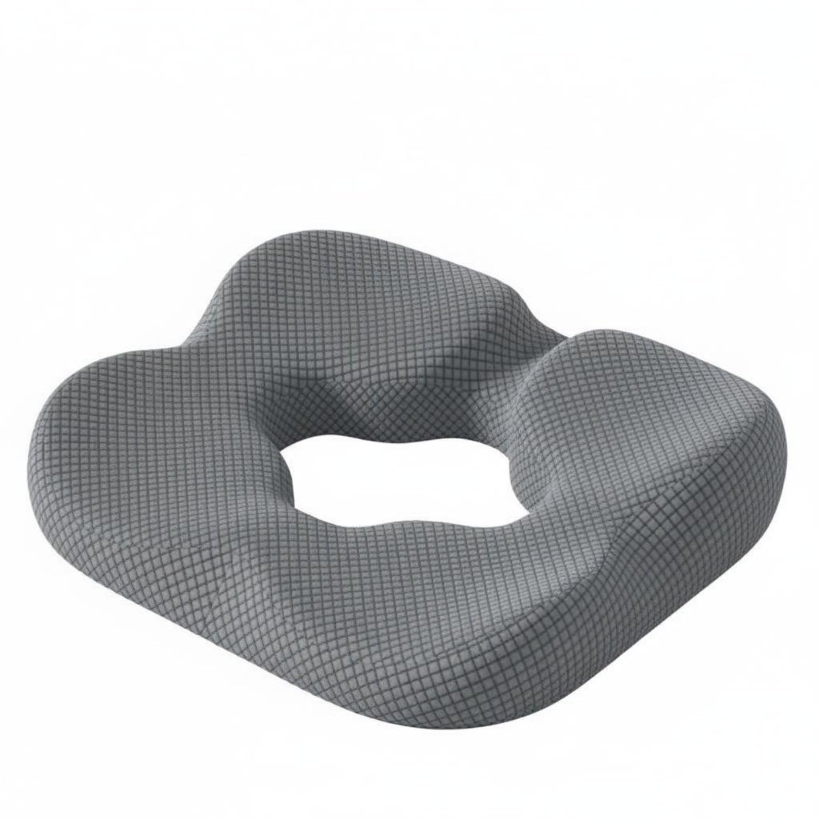 Cuscino Ortopedico da Seduta Donut Cuscino Circolare Cuscino Posteriore Cuscino per Sedia in Poliestere E Schiuma Memory Traspirante Comfort, Grigio Scuro, Piccolo Motivo A Rombi