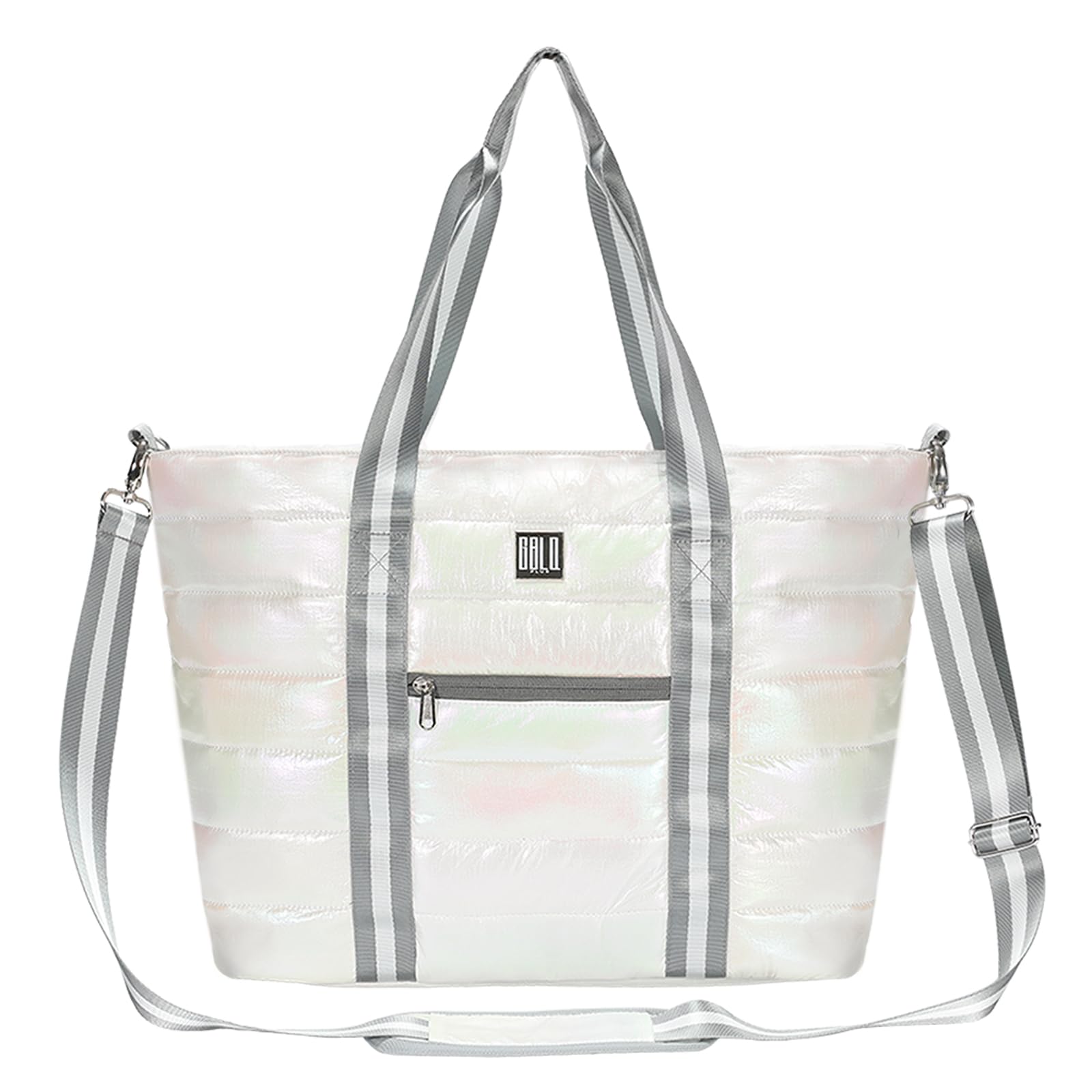 women tote bag, quilted puffer work shoulder bag with laptop compartment trolley sleeve, large puffy travel handbag