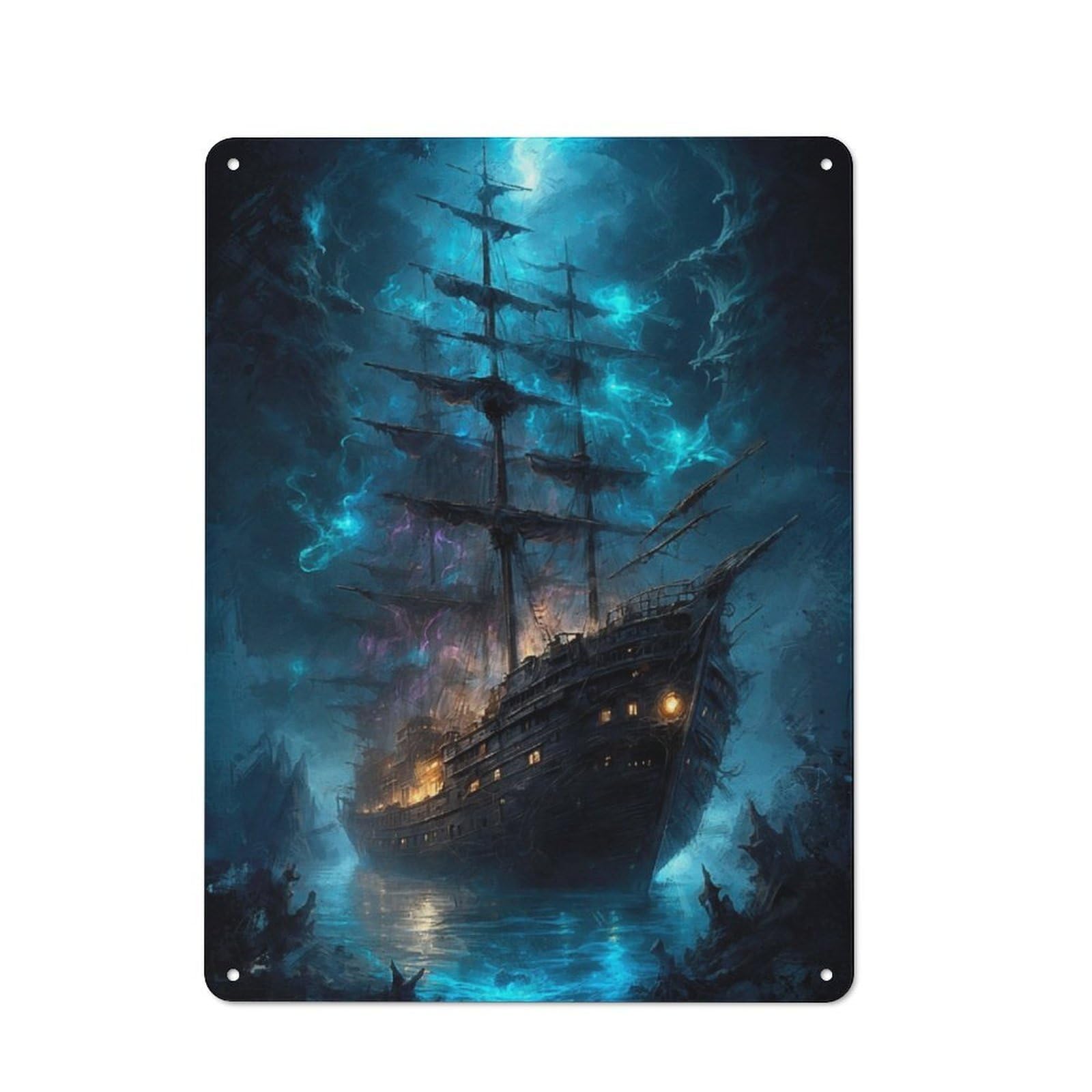 Junmoney Moonlight Marauder Tin Wall Plaque 40X30cm With For Pub Or Café, For Collectors Of Retro Metal Wall Decor