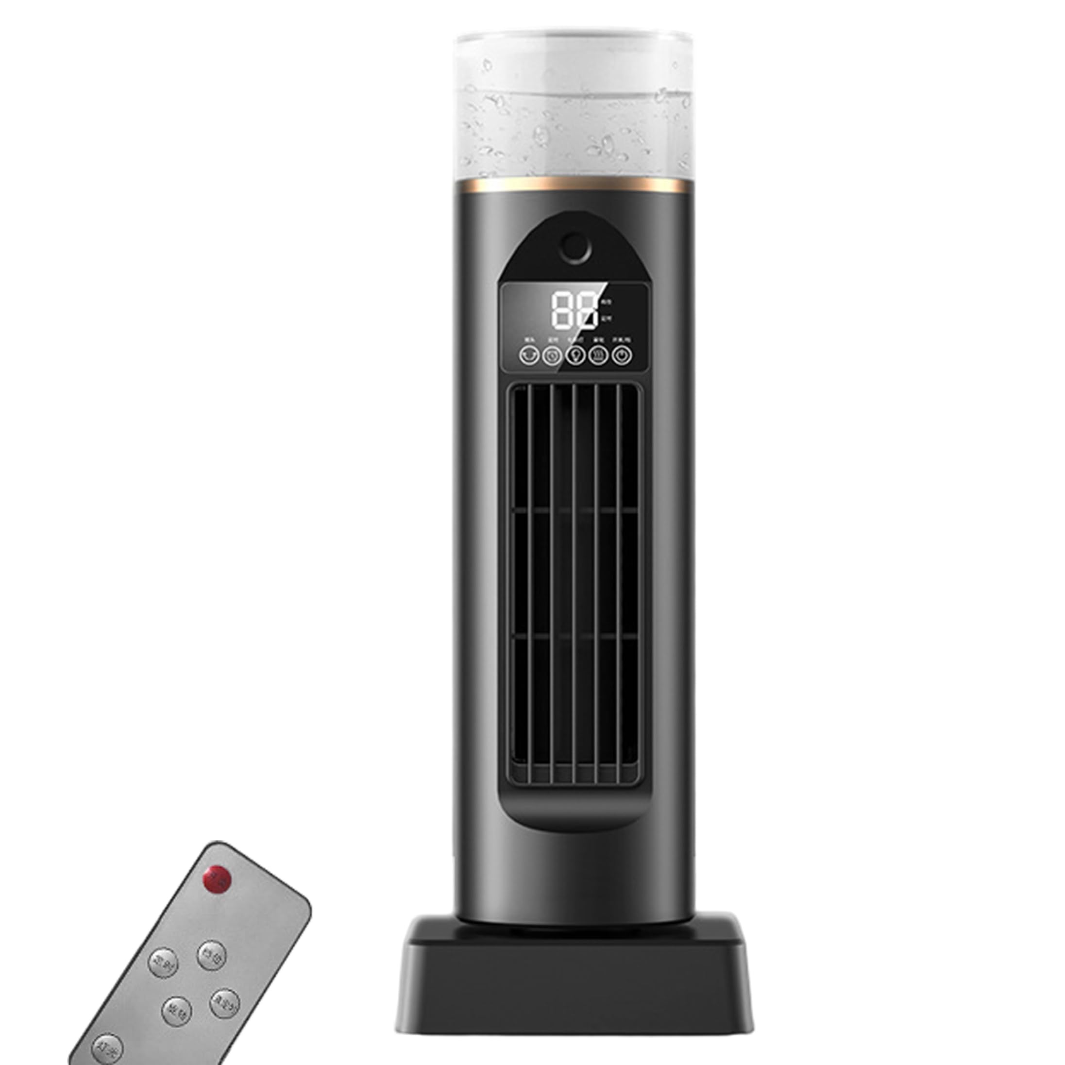 Wilafury Black Bladeless Tower Fan With Humidifier, Desktop Cooling Fan With Mist, Remote Control, Oscillation & 6H Timer, 12X34.5 Cm