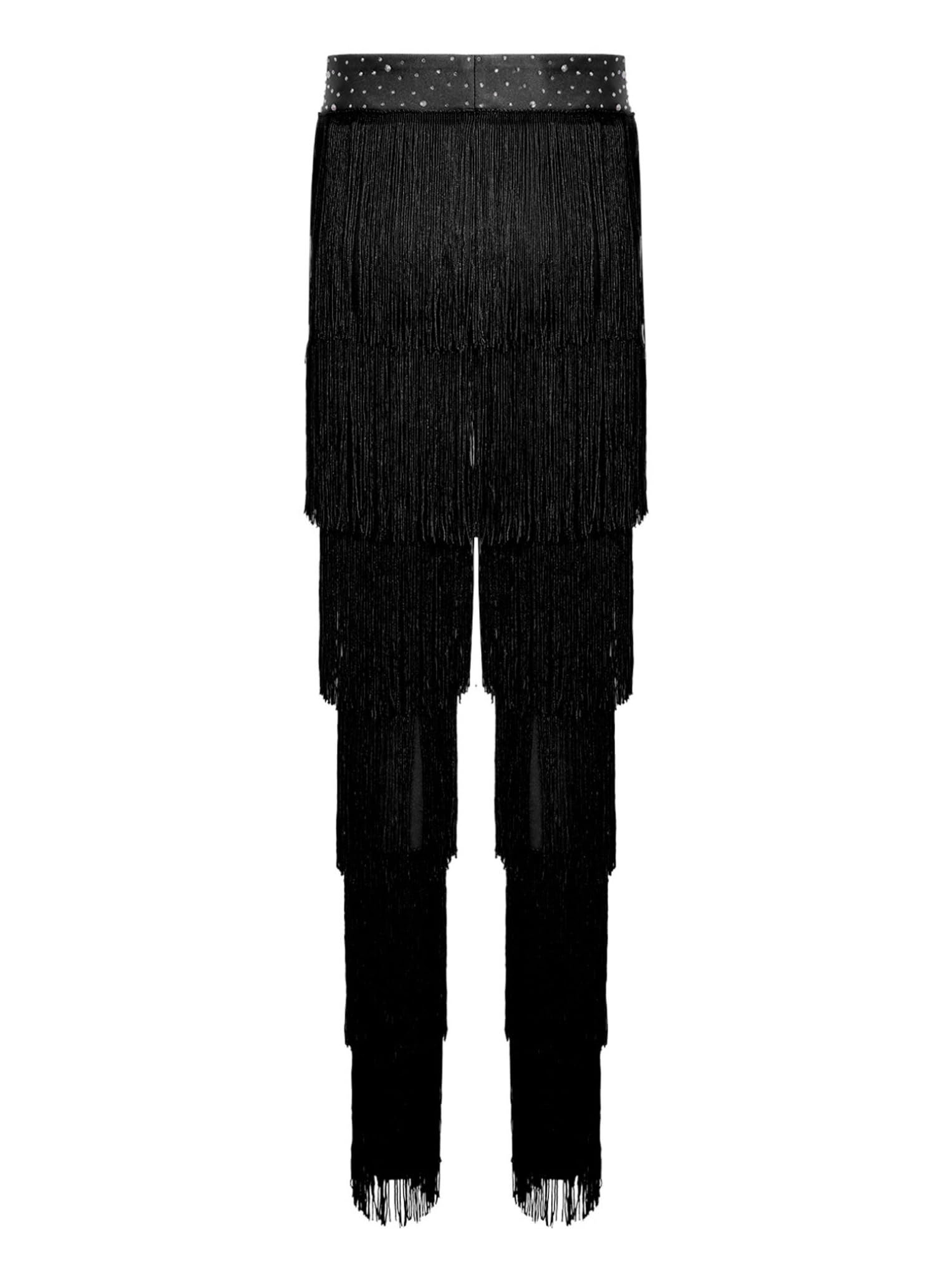 Oyolan Pantalone Bambina Danza Latina Salsa Rumba Tango Jazz Moderno Pantalone con Frange E Strass Danza