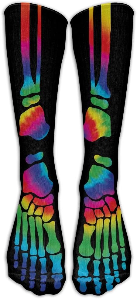 ThunderSocks Men&Women Skeleton Bone Rainbow Tie Dye Hallowmas All Sport Stocking Socks Athletic Sock Shoe Size 6-10 One Size