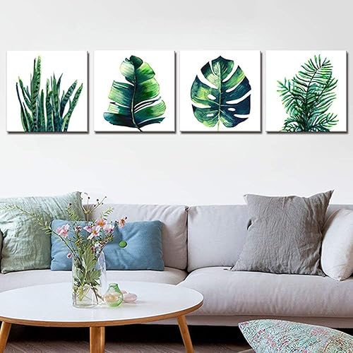 Miniatura 146 de Arte de pared de naturaleza con plantas verdes, decoración de pared de hojas botánicas tropicales, impresiones en lienzo para dormitorio, Hoja