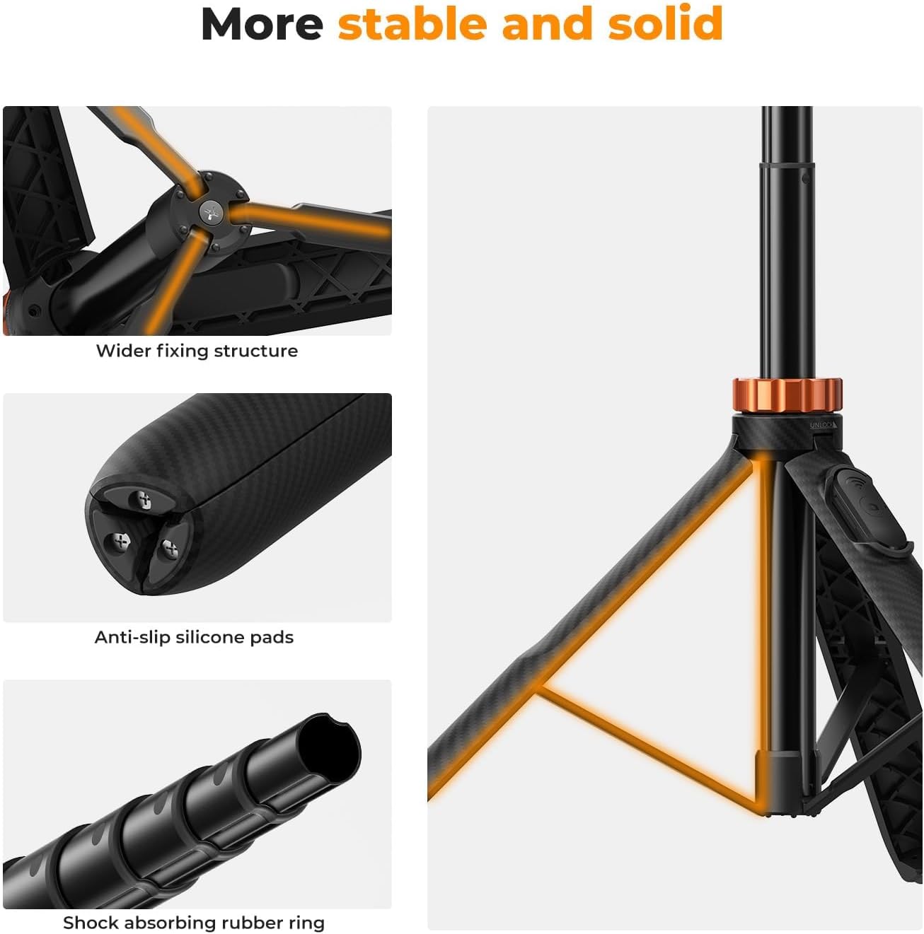 K&F CONCEPT 62'' Phone Selfie Stick Tripod, 2-in-1 Lightweight Extendable Cell Phone Tripod Stand with Remote, Compatible with GoPro MAX2/Insta360 X5X4/DJI OSMO 360 Pocket 3 iPhone 17. - Image 6