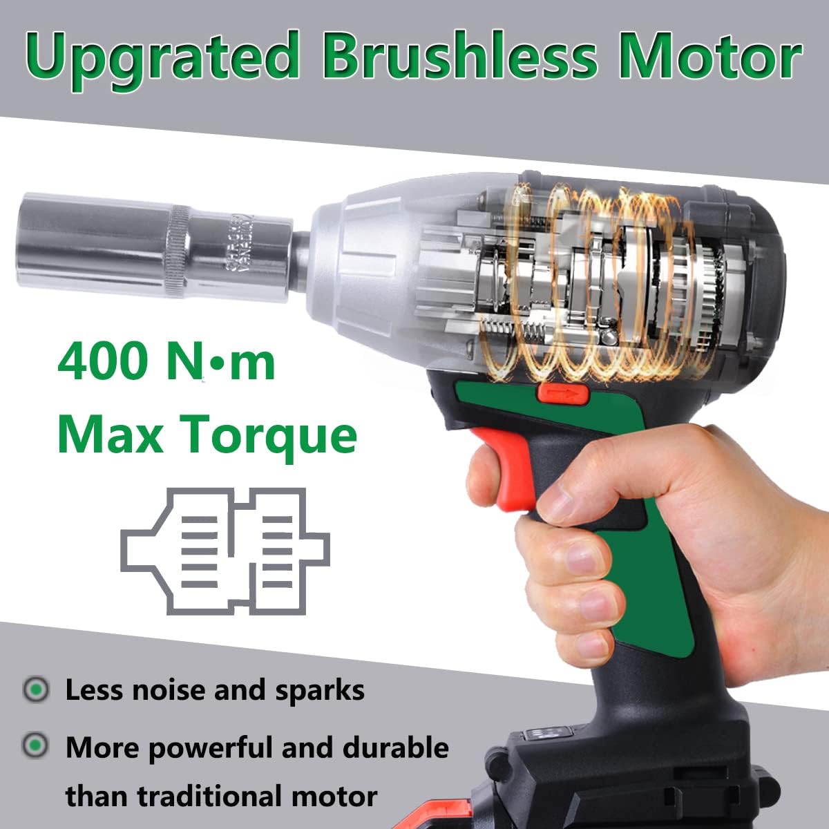 Dobetter Cordless Impact Wrench 1/2 Inch Impact Gun, 4.0Ah Electric Power Impact Wrenches, 20V Max 400N•m Impact Driver 1/2 Impact Gun with Fast Charger and Carry Bag