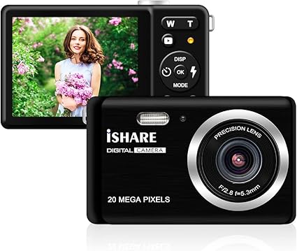 digital camera for photography 20mp rechargeable point and shoot digital camera with 2 8 lcd 8x digital zoom for kids teens elders%ef%bc%88black