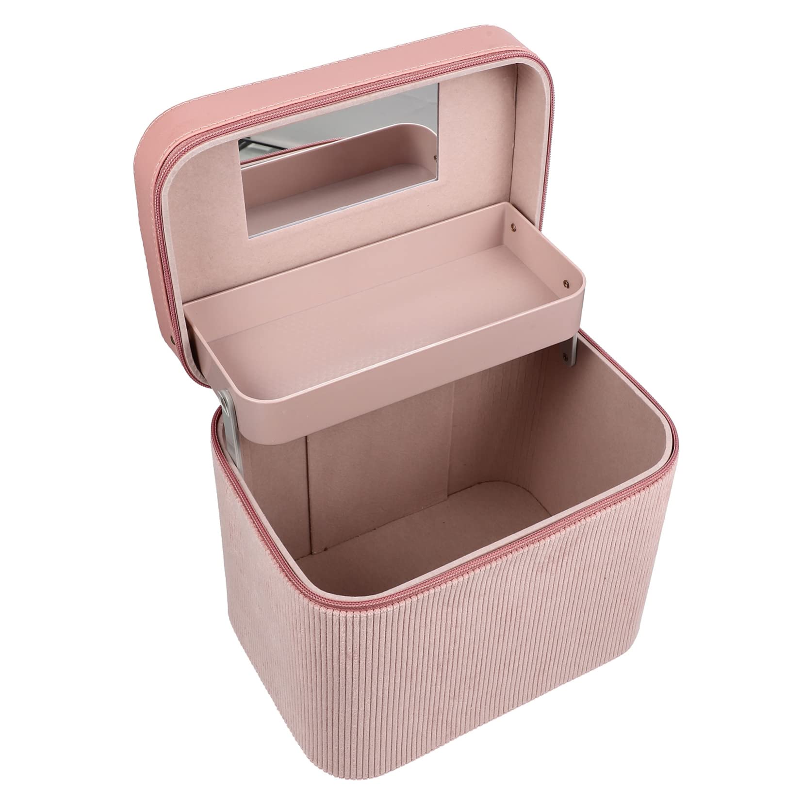 Doppelstöckiger Kosmetikkoffer für Großer Reise Make Up Organizer mit Spiegel Leicht und Strapazierfähig für Reisen und Zuhause