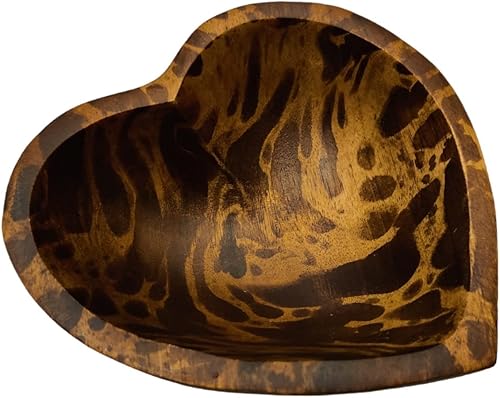 Miniatura 6 de Cuenco en forma de corazón de 6 pulgadas, cuenco funcional y coleccionable, cuenco de madera hecho a mano para servir nueces, postres, frutas o