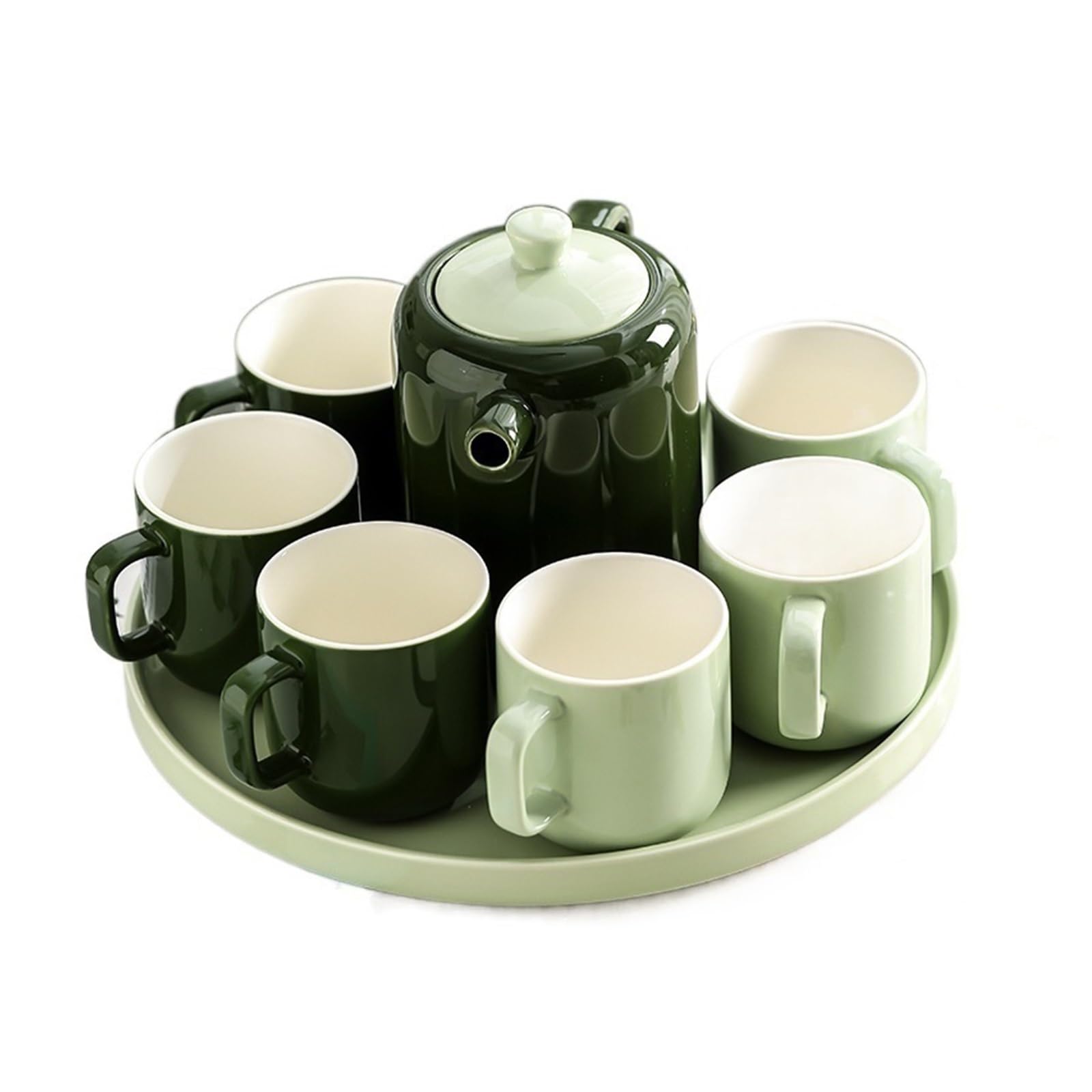Carafe à eau et tasses en céramique verte pour service à thé moderne