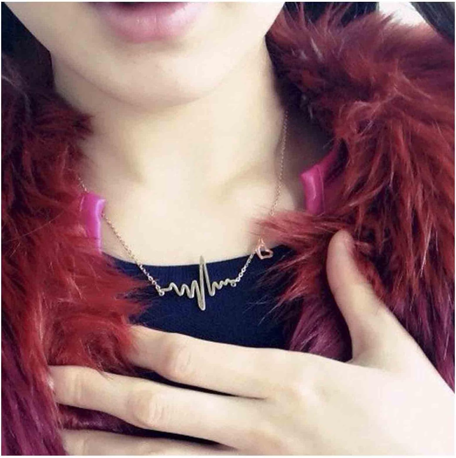 IacebleIaceble Boho Heartbeat Necklace Choker Lifeline Pulse Pendant Necklace Gold Love Heart Necklace Minimalist Electrocardiogram Necklace Chain Jewelry for Women and Girls