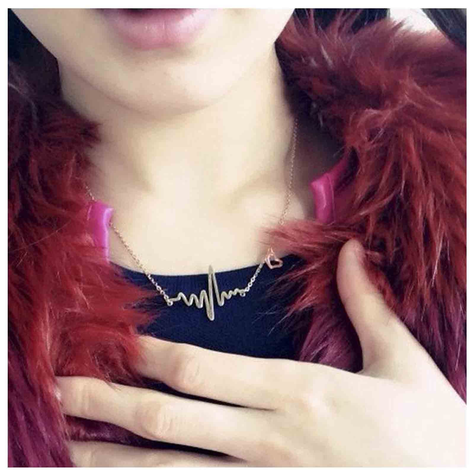 IacebleIaceble Boho Heartbeat Necklace Choker Lifeline Pulse Pendant Necklace Gold Love Heart Necklace Minimalist Electrocardiogram Necklace Chain Jewelry for Women and Girls