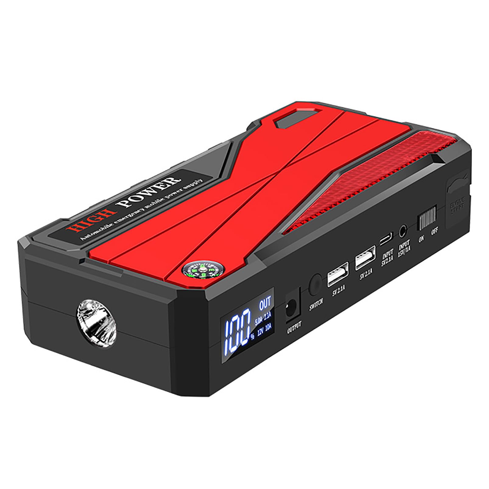 Car Jump Starter Power Bank Emergency Starter Booster,12V Auto Jump Box with LED Light, Mobile Phone Charger with USB Port