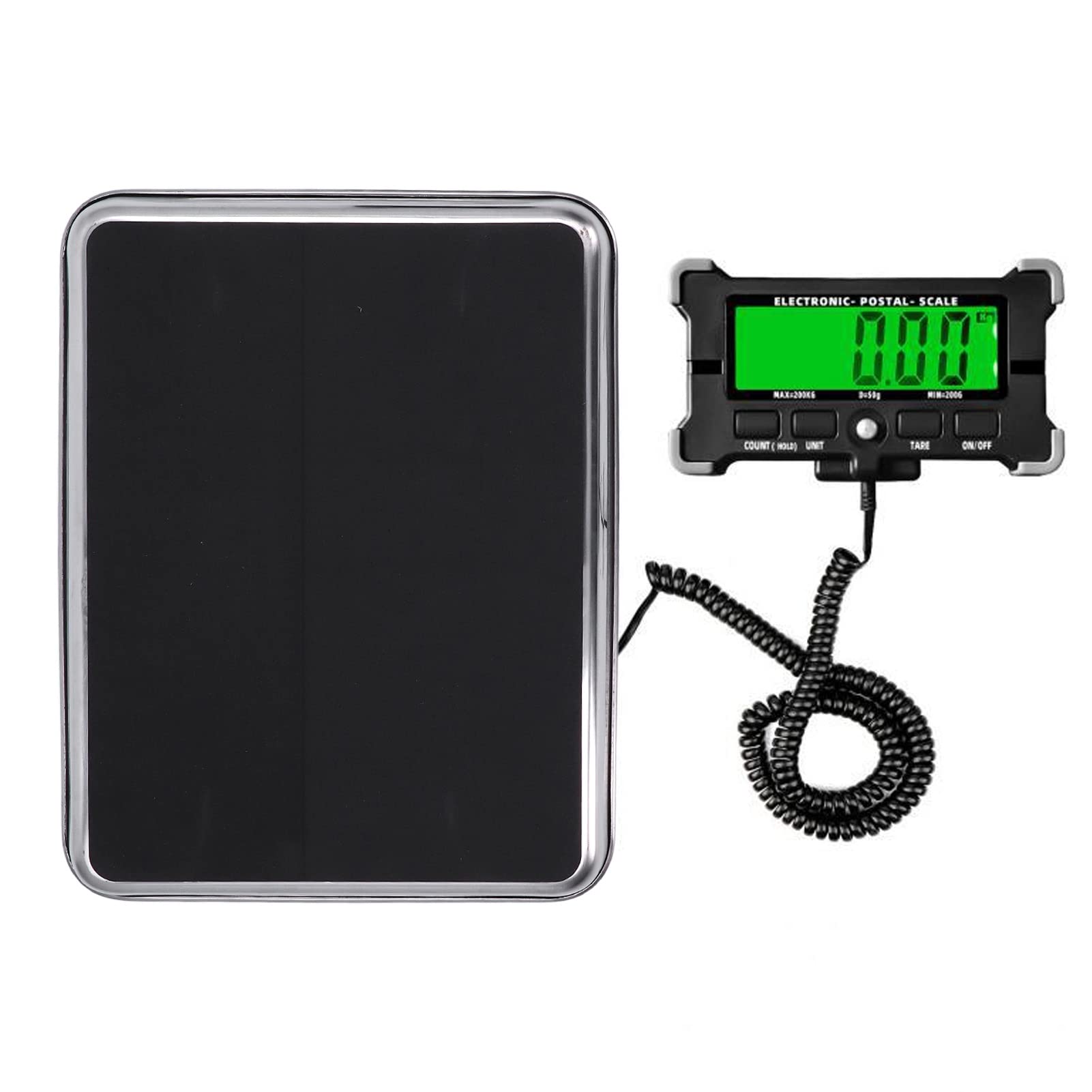 Bilancia di spedizione digitale Capacità 200 kg con display LCD HD Bilancia postale portatile per ufficio postale Magazzino Fabbrica Piattaforma in acciaio inossidabile Ric