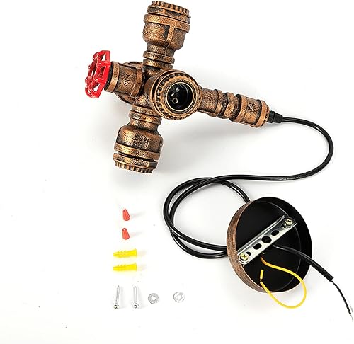 Miniatura 8 de TFCFL Lámpara colgante industrial, lámpara colgante con forma de tubería vintage, lámpara colgante de techo de metal de hierro negro para interiores