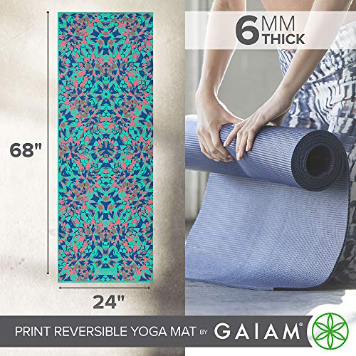 image for Gaiam Yoga Mat Premium Print Reversible Extra Thick Non Slip Exercise 