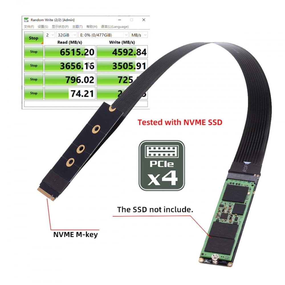 CY Adattatore NGFF M-Key NVME maschio a femmina estensione cavo PCI Express 30 cm PCI-E 4.0 per scheda madre SSD 2230/2242/2260/2280
