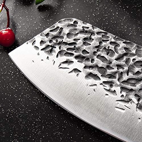 Meat Cleaver,Cleaver Knife, Hand Forged Kitchen Knife Hammer Pattern Chinese Style Kitchen Cutter 5Cr15 Stainless Steel Chop Cut Slice Cleaver Knives