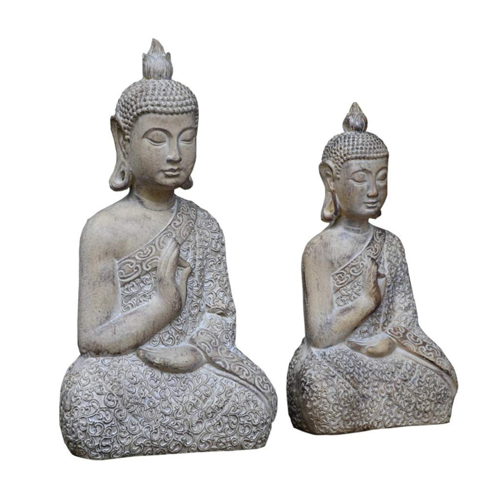 ZXQUEGF Statua di Buddha da Giardino, Statua Decorativa Zen, Ornamenti di Regali Religiosi, Giardino Creativo per Interni ed Esterni, Decorazione Artistica da Giardino B 43x25x15 cm