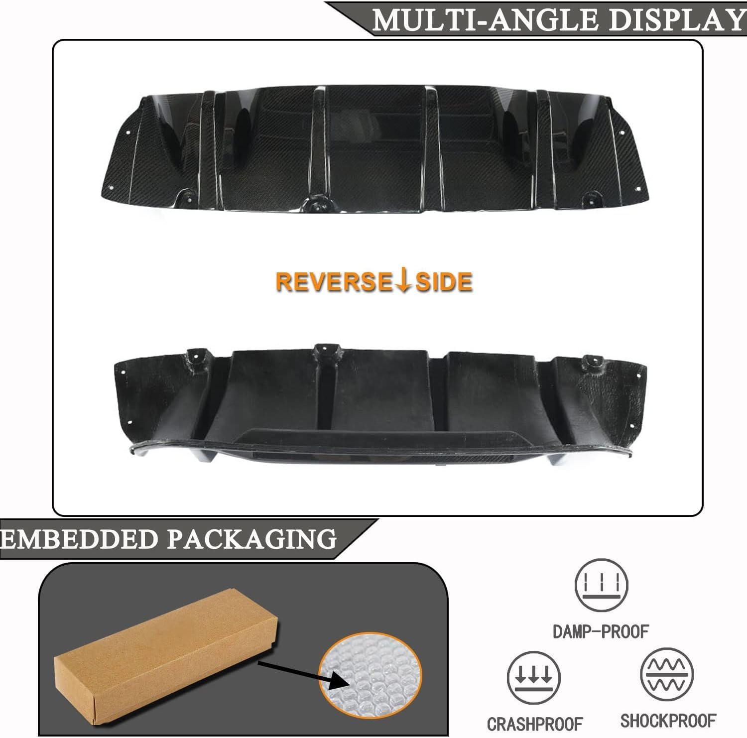 MCARCAR KIT Real Carbon Fiber Rear Diffuser fits for BMW 5 Series F90 M5 Sedan 2018-2020 Lower Bumper Diffuser Lip Spoiler Body Kit Factory Outlet