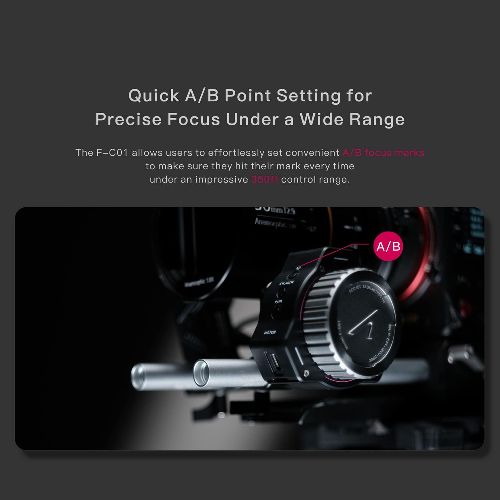 Accsoon F-C01 Wireless/Wired FHSS Lens Control System Wireless Anti-Interference Follow Focus Lens Zoom Control 100m Effective Distance HD OLED Screen for DSLRs/Mirrorless Cameras