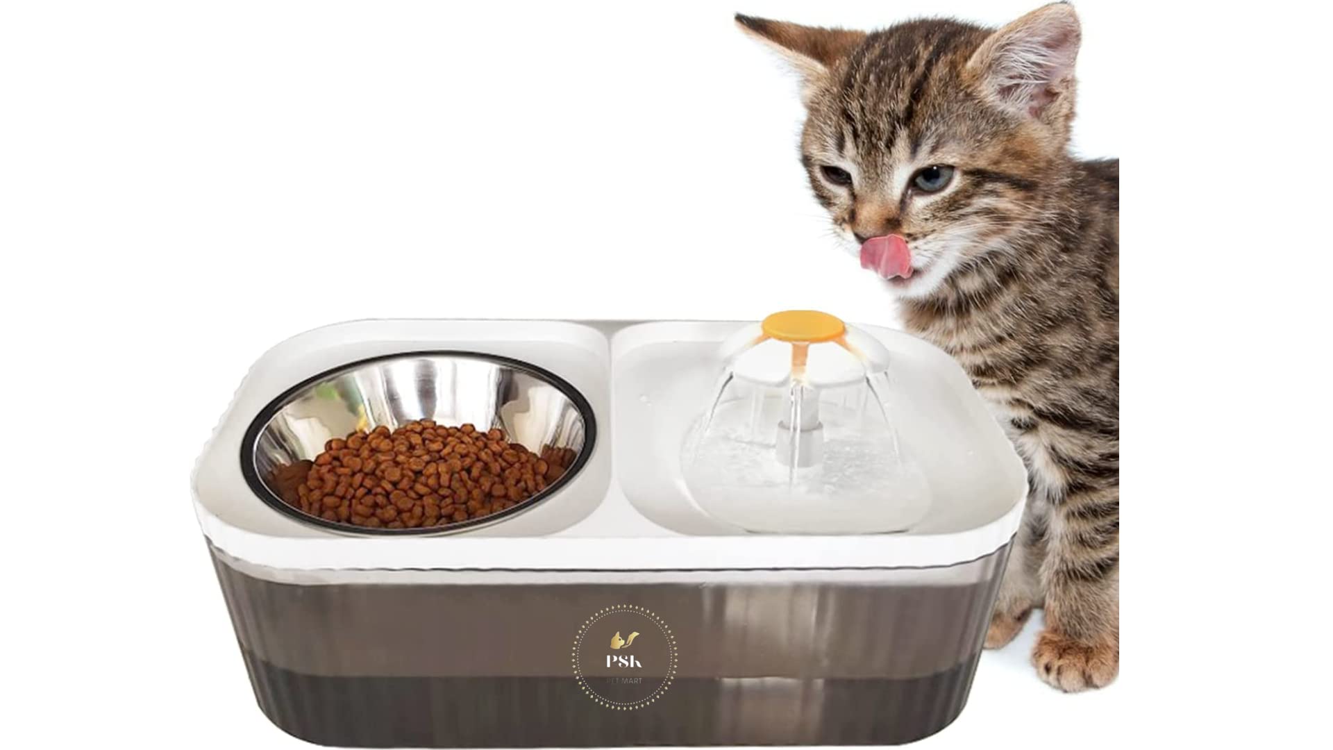 PSK PET MART Dog Water Fountain and Water Dispenser Puppy Water Dispenser for Dogs Watering Supplies, cat Water Fountain with Food Bowl Pack of 1 (Water fountai White)-picture-25