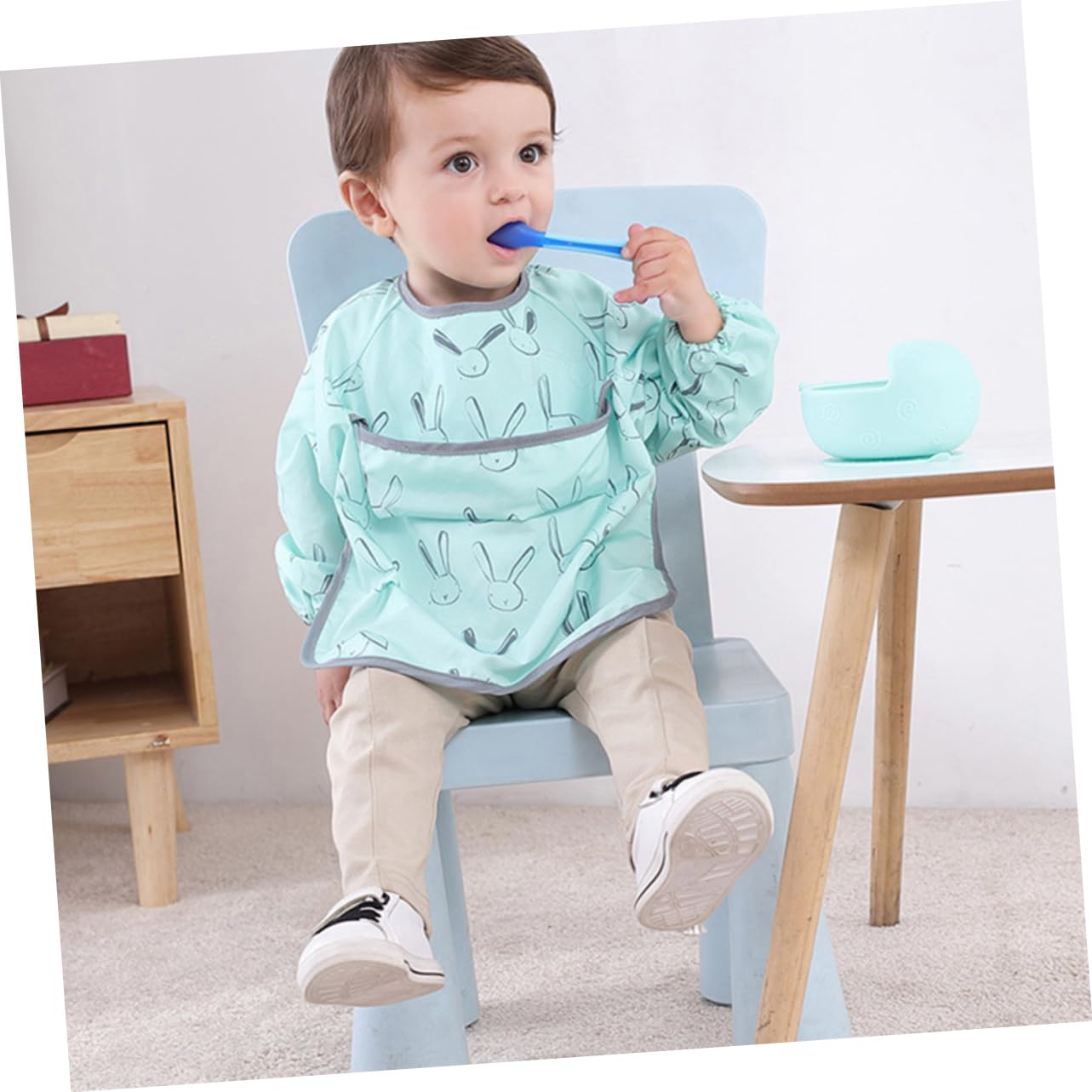 Abaodam 2 Set Bavaglino Grembiule Del Bambino Bambino Che Mangia Grembiule Manica Lunga Infantile Forniture Per Bambini Saliva Asciugamani Impermeabile Del