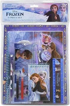Innovative Designs, LLC Frozen School Supplies Set - Back To School Bundle Pack with Notebook, Folders, Pad, Pouch, Marker, Pencil, Eraser, Ruler and Sharpener, 11 Piece Disney Princess Stationary Set
