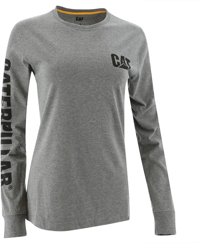 Camiseta feminina de manga comprida 1010016 com faixa de marca registrada