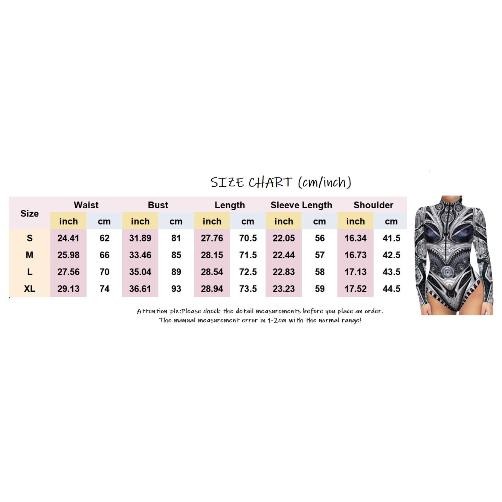 Generisch Costume di Halloween per carnevale, feste a tema, per adulti, cosplay, abbigliamento da donna, a maniche lunghe, con stampa digitale, chiusura lampo, tuta aderente per cosplay, feste, body